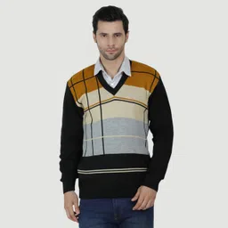 kipekee Men Striped V Neck Yellow Sweater-picture-30