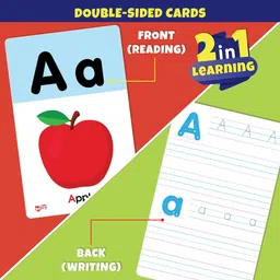 little berry ALPHABET Write & Wipe Jumbo Flash Cards (With Marker Pen) for Kids 2+ Years image 3