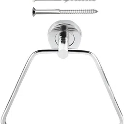 priyanshi Latest Trendy Towel Ring for Bathroom/Wash Basin/Napkin-Towel Hanger (Silver Colour), (Pack of 2), Oval Shape Towel Holder image 2