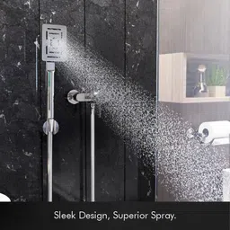 ibey Square Hand Shower | High-Pressure Chrome Spray | ABS Handle, SS Tube & 1m Pipe Handheld image 5