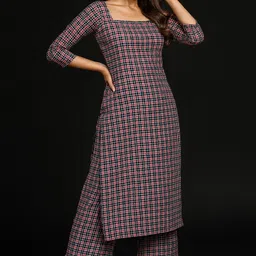 pchouse Unstitched Wool Salwar Suit Material Checkered image 1