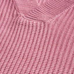 roadster Women Woven V Neck Pink Sweater image 2