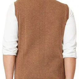 a n enterprises Men Solid V Neck Brown Sweater image 2