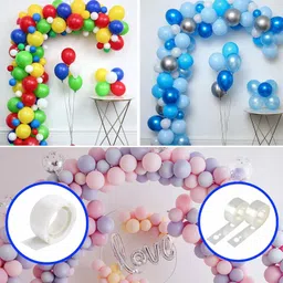 musbu Solid Balloon Decoration- Strip Tape, Glue Dot 1 Balloon Pump10 Ribbon 6 Flower Clip Balloon Bouquet image 2