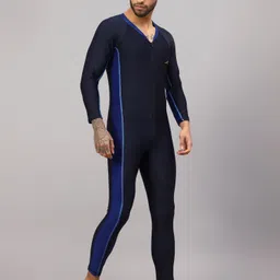 vector x Full leg Length Costume For Multipurpose Wear for DivingI CyclingI Aerobics Self Design Men Swim-dress Dark Blue Swimsuit image 5