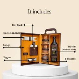 biigbucks Leather 3 Glass Portable Bar Set image 3