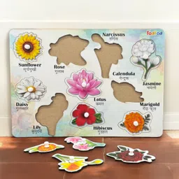 todfod Wooden Flower Shape Puzzle Toy Kids Learning Educational With Knob Board Game image 3
