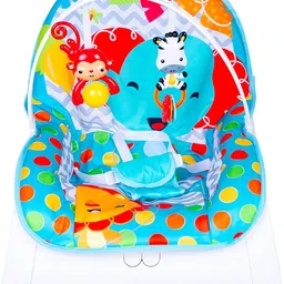 baby moo Infant To Toddler Polka Dots Happy Baby Bouncer With Hanging Toys Blue Rocker image 4