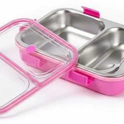 Airtight 2 Compartment Stainless Steel Lunch Box 2 Containers Lunch Box-image-16