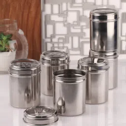 dynore 750ml Stainless Steel Round Storage Canister - Set of 6 image 1