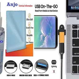 ANJO Wired Keyboard-Wireless Mouse-Wrist Pad-Hub 3.0-Cleaner-2in1 OTG-Ext Cable-LED Combo Set image 5