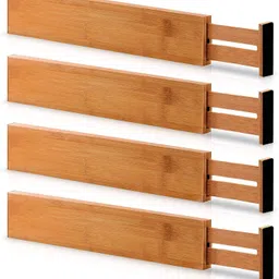 zeinwap Bamboo Drawer Dividers Organizers For Kitchen,Dresser and Office Drawer Divider image 1