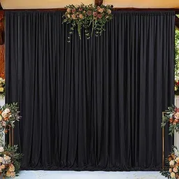 Stookin 4X8 Black Backdrop Curtain 2 Panels-Wrinkle-Free Polyester Photography Reflector image 4