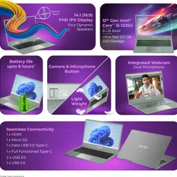 Avita E Series Intel Core i5 12th Gen 1235U - (8 GB/512 GB SSD/Windows 11 Home) AM14A2INF56F-SLF Laptop image 2