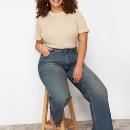 Trendyol Self Design Round Neck Acrylic Casual Top-picture-46