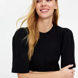 Trendyol Ribbed Round Neck Puff Sleeves Top-image-36