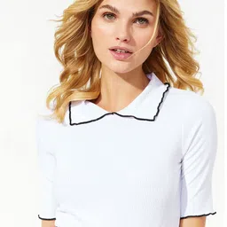Trendyol Ribbed Shirt Collar Short Sleeves Top-picture-34