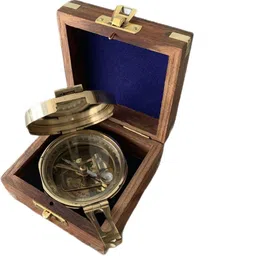 ascent india Brass Brunton Compass With Wooden Box Collectible Gift Compass image 4