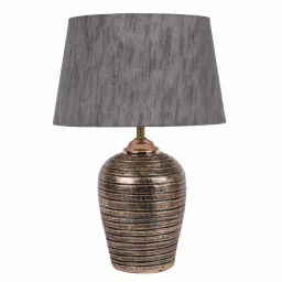 foziq Dijon Grey Fabric Shade Night Lamp With Teracotta Base image 4