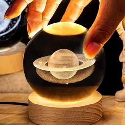 mikworld 3D Saturn Crystal Ball for Home Decor and for gifts for you sibling Night Lamp image 3
