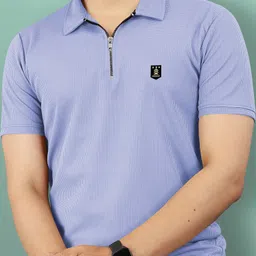 vebnor Men Solid Polo Neck Polyester Blue T-Shirt-picture-19