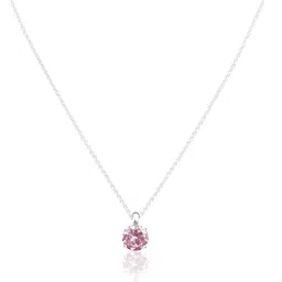 925 Sterling Silver Chain with Beautiful Pink Big American Diamond (Cubic Zirconia) Pendant Necklace for Women/Girls Cubic Zirconia Sterling Silver Chain-image-30
