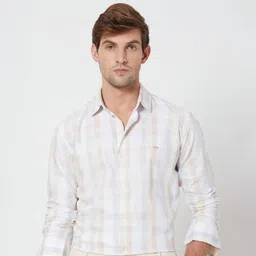 mufti Men Slim Fit Checkered Spread Collar Casual Shirt-picture-16