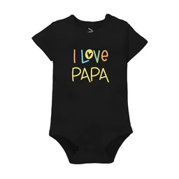 Zeezeezoo Infant Black I love papa Printed Cotton Bodysuit-picture-14