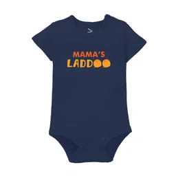 Zeezeezoo Infant Kids Navy Blue Mamas Laddoo Print Bodysuit-image-90