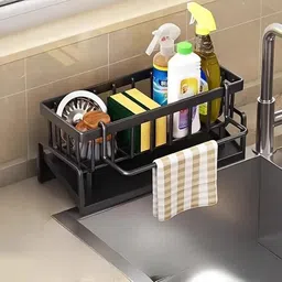 mivarth Containers Kitchen Rack METAL SINK ORGANIZER & DRAINING RACK Carbon Steel image 1
