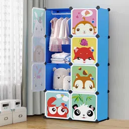 coroid 8-Door 8-Shelf Plastic almari Collapsible PC Collapsible Wardrobe BLUE-MT PP Collapsible Wardrobe-picture-12