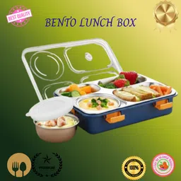 Compartment -4 Sealed Leak Proof Stainless Steel For Kid's & Adult_B63 4 Containers Lunch Box-image-4