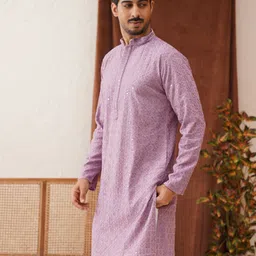 jompers Men Embroidered, Checkered Viscose Rayon Straight Kurta image 4
