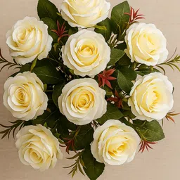 artsy Artificial flowers for Home Decoration Rose Flower Bunch White White Rose Artificial Flower image 3
