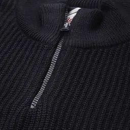 roadster Men Solid High Neck Dark Blue Sweater image 4