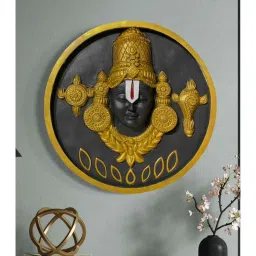 artociti 24X24 inch Tirupati Balaji 3D Relief Mural with LED Wall Hanging Spiritual Wall Art image 2