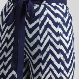 azira Women Flared Blue, Cream Viscose Rayon Trousers image 4