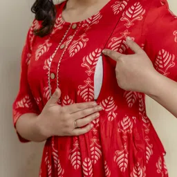 Women Fit and Flare Red Below Knee Dress-image-47