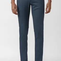 peter england Men Skinny Fit Blue Cotton Blend Trousers-picture-12