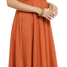 indibelle Women A-line Orange Maxi/Full Length Dress image 5