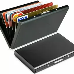 Men & Women Black Aluminium Card Holder-image-57