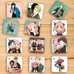 niki enterprises Spy X Family Anime Flash 1mm Thick Cards with Snap Key Ring (Set of 12 Cards 24 Photos Front Back) Glossy Laminated Paper Print-picture-22