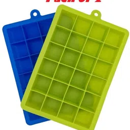releena 2 Pcs BPA Free Silicone Ice Cube Trays 24 Cavity ice cube maker tray Blue, Green Silicone Ice Cube Tray image 1