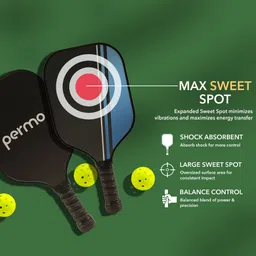 permo Set-2 Fiberglass12mm 2Balls & 1Bag Lightweight&Durable Pickleball Paddle image 3