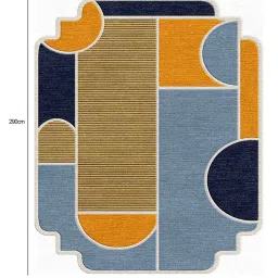 the weaver Blue Geometrical Wool 4 ft x 6 ft Hand Tufted Carpet image 2