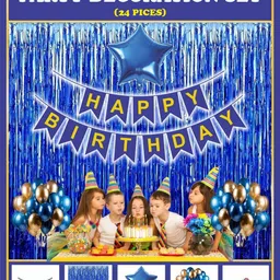 kiva enterprise Solid Happy Birthday Party Decoration (BLUE)| Balloons, Curtain, Star & Banner Balloon-picture-40