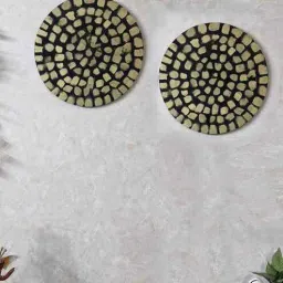 disoo fashions Handmade Black Colour 15 Inch Wall Art In Mosaic Design (Set Of 2)-picture-36