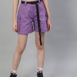 street9 Self Design Women Purple Basic Shorts-picture-11