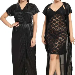 ovida Pack of 2 Women Nighty with Robe-picture-26