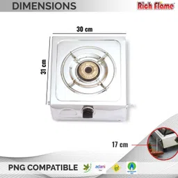 rich flame Uno Premium Single Stainless Steel Manual Gas Stove image 3